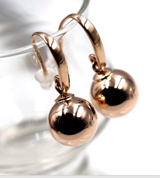 Kaedesigns, 9ct Yellow Or White Or Rose Gold 12mm Hook Euro Ball Drop Earrings