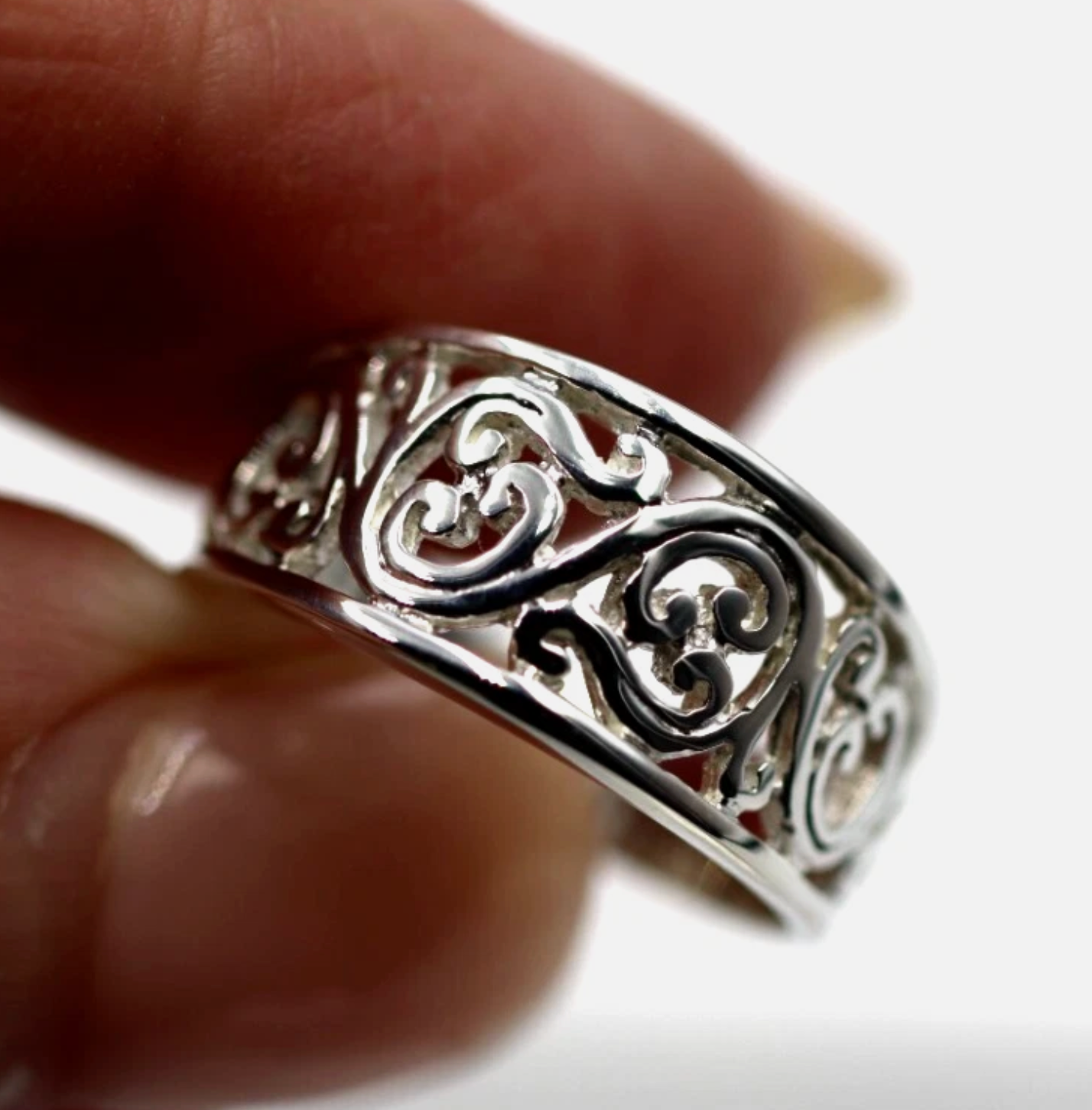 Kaedesigns, New Genuine Sterling Silver 925 Filigree Swirl Ring * Choose your size