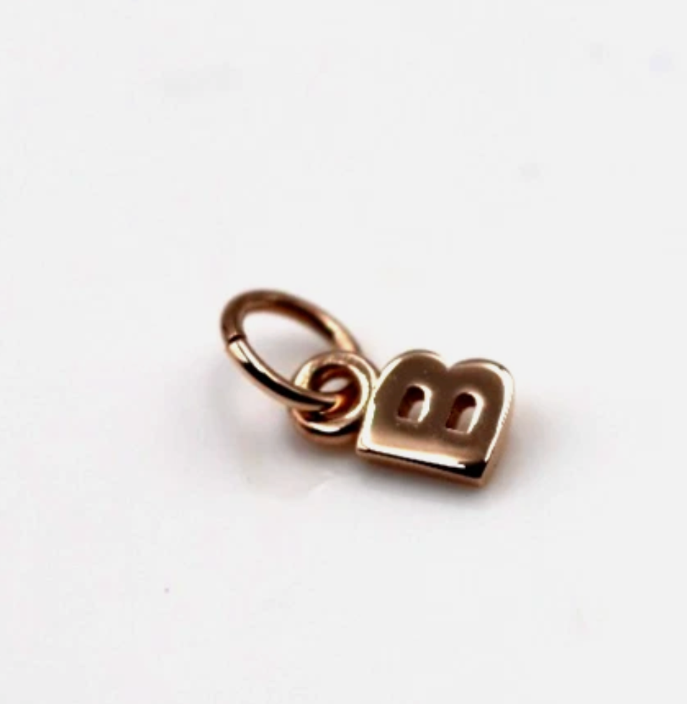 Genuine 9ct 9kt Tiny Very Small Yellow, Rose or White Gold Initial Pendant Charm B