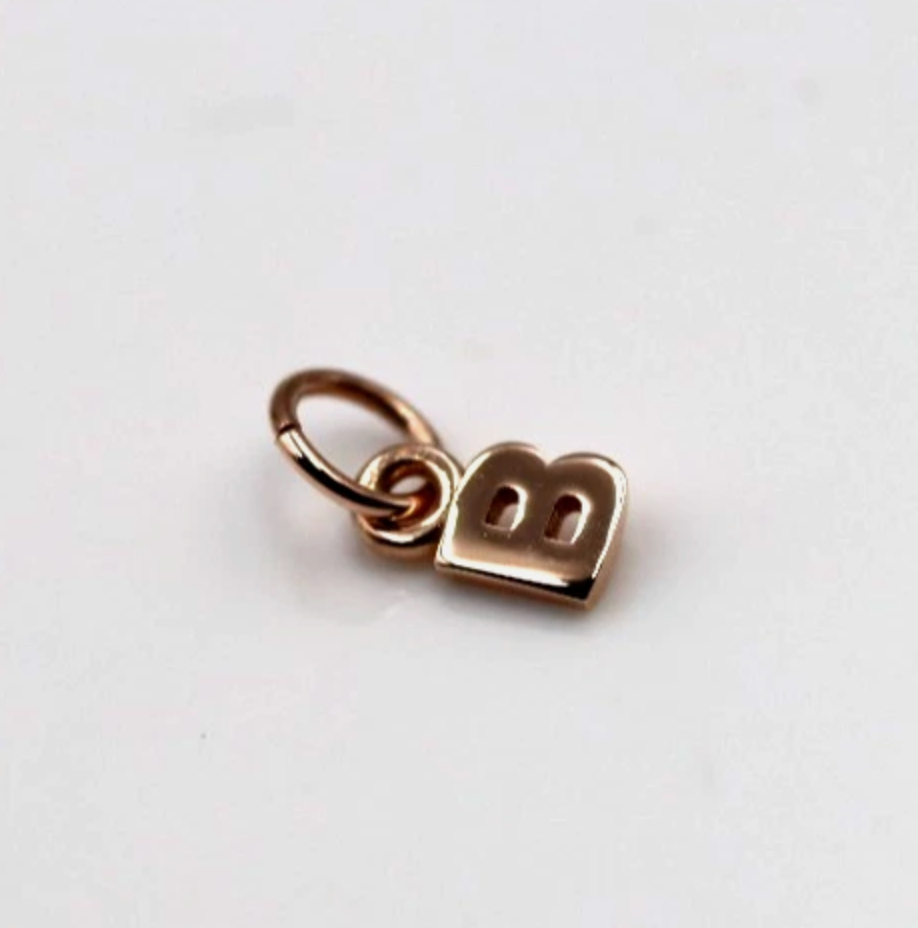 Genuine 9ct 9kt Tiny Very Small Yellow, Rose or White Gold Initial Pendant Charm B