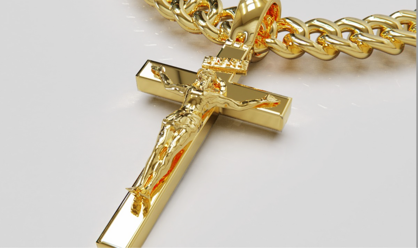 Genuine 18ct 750 Yellow, Rose or White Gold Solid Huge Large Heavy Crucifix Cross Pendant 40g