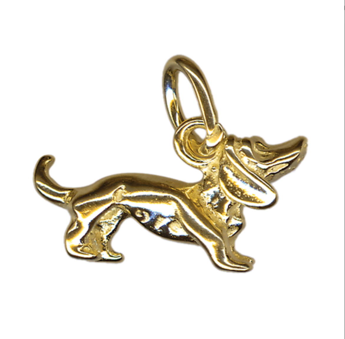 3D Small Genuine Sterling Silver 925 or 9ct Yellow Gold Daschound Sausage Dog Charm / Pendant