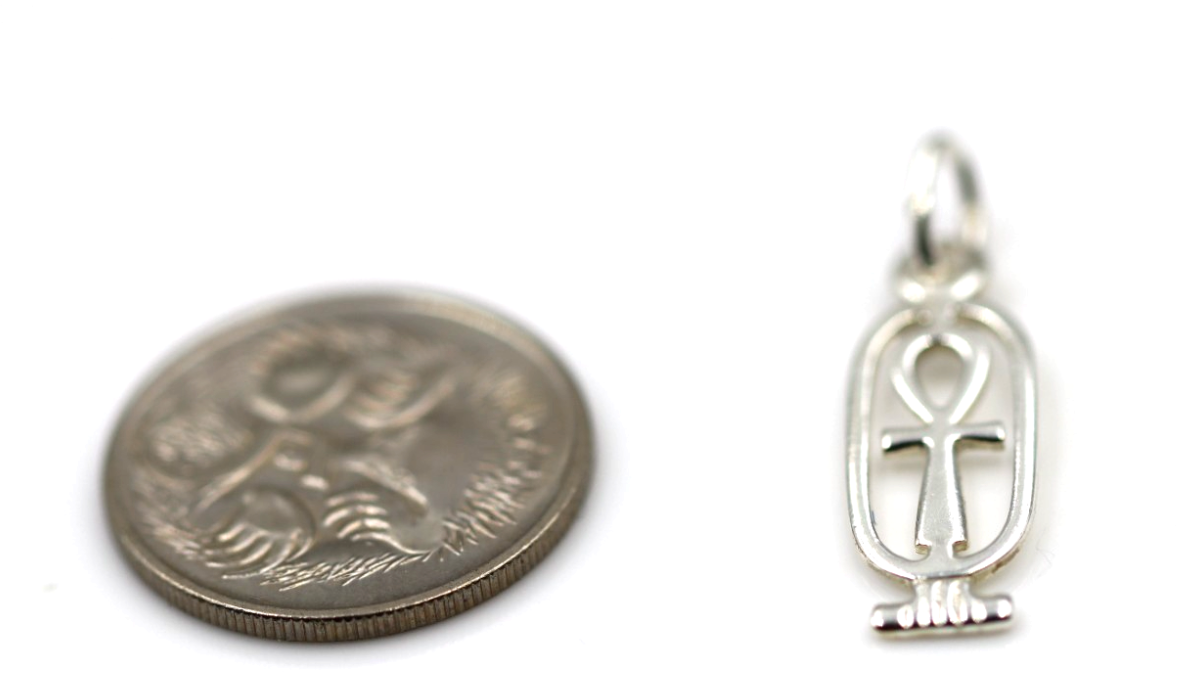 Genuine Sterling Silver 925 or 9ct Yellow Gold Pendant / Charm Cartouche In Ankh