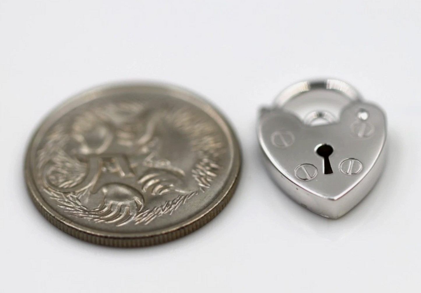Genuine Small 11.5mm Sterling Silver 925 Screw Heart Pendant Padlock