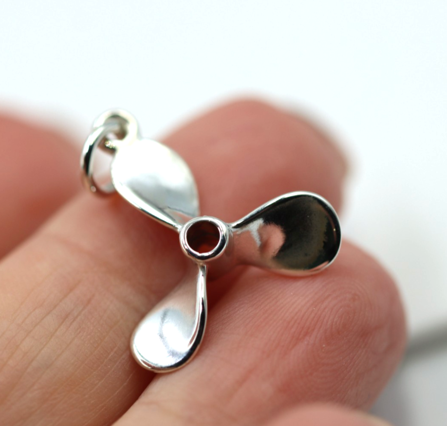 Sterling Silver 925 3D Boat Propellor Nautical Charm Pendant / Charm
