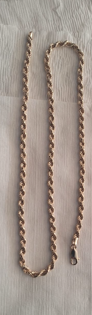 Genuine 9ct 9k Yellow, Rose or White Gold Solid Rope Chain 4.4mm Wide - 50cm, 55cm, 60cm or 65cm lengths