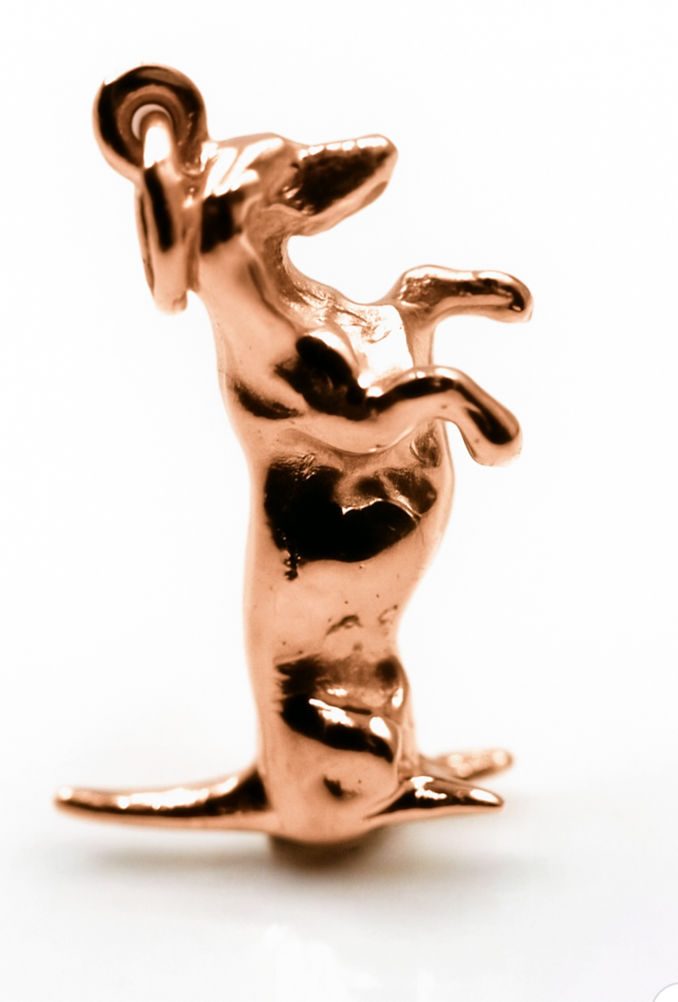 Genuine 9ct 9K 375 Solid Yellow, Rose or White Gold Dachshund Sausage Dog Pendant Charm