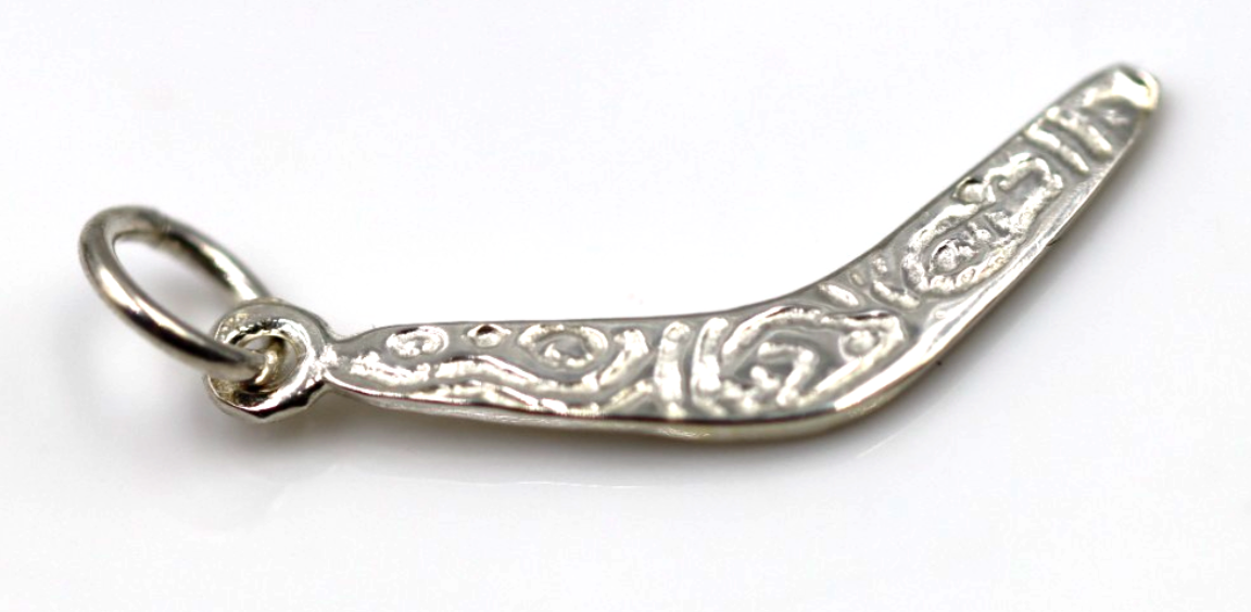 Sterling Silver 925 Boomerang Charm Pendant + jump ring