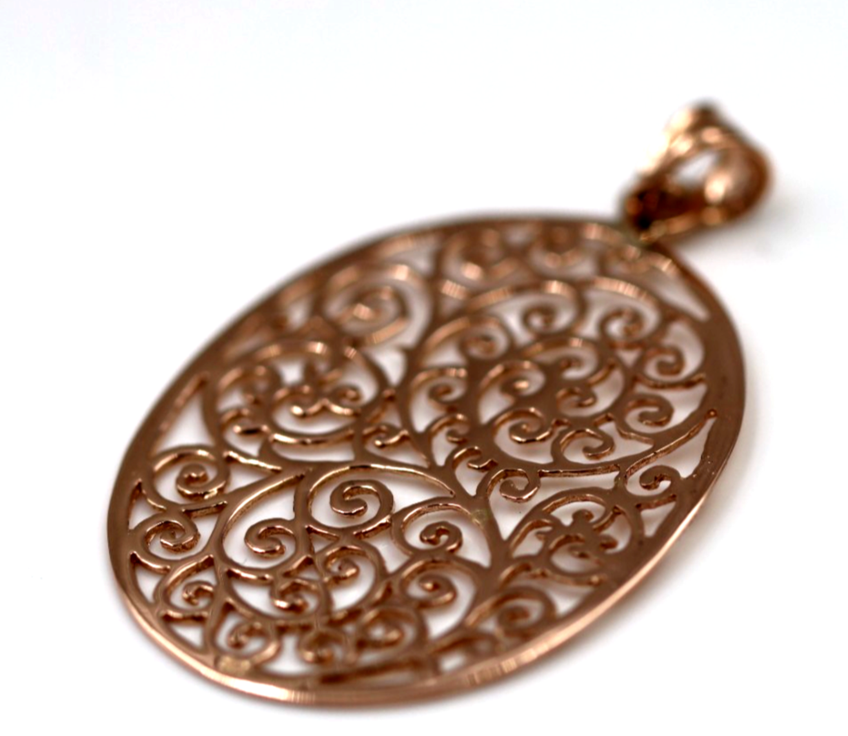 Genuine Heavy Solid 9ct 9kt Yellow, White or Rose Gold 375, Super Large Oval Filigree Pendant