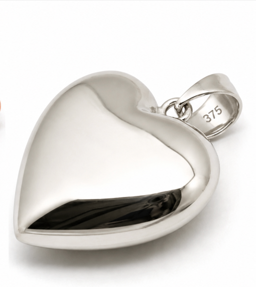 Kaedesigns Genuine 9ct 9kt 375 Extra Heavy Large Puffy Bubble Yellow, Rose or White Gold Heart Pendant