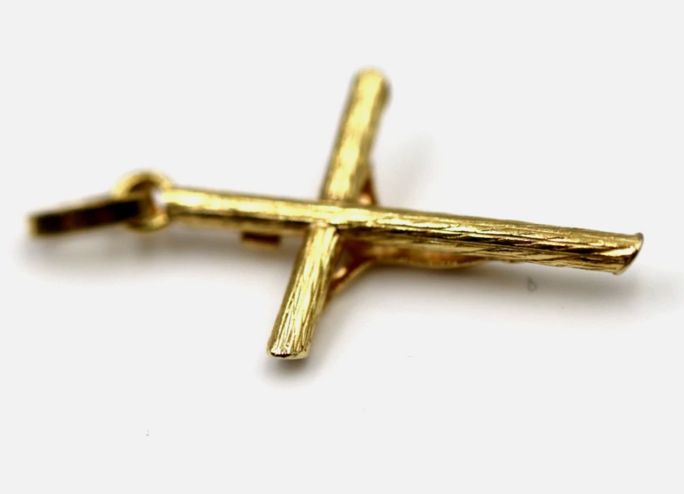Genuine 18ct 18kt 750 Yellow Gold Hollow Crucifix Cross Pendant