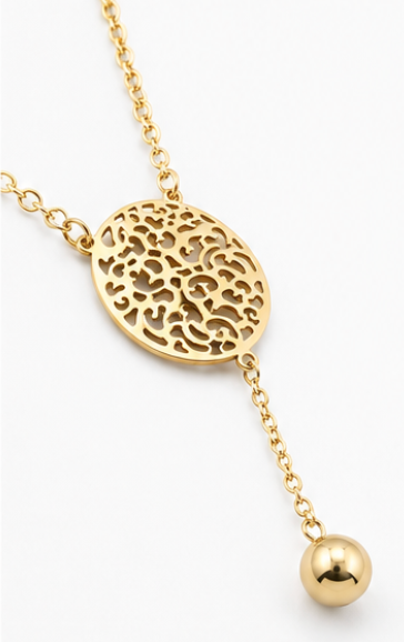 Genuine 9ct 9k 375 Yellow Gold Belcher Cable Chain Necklace 42cm + Filigree Disc Ball