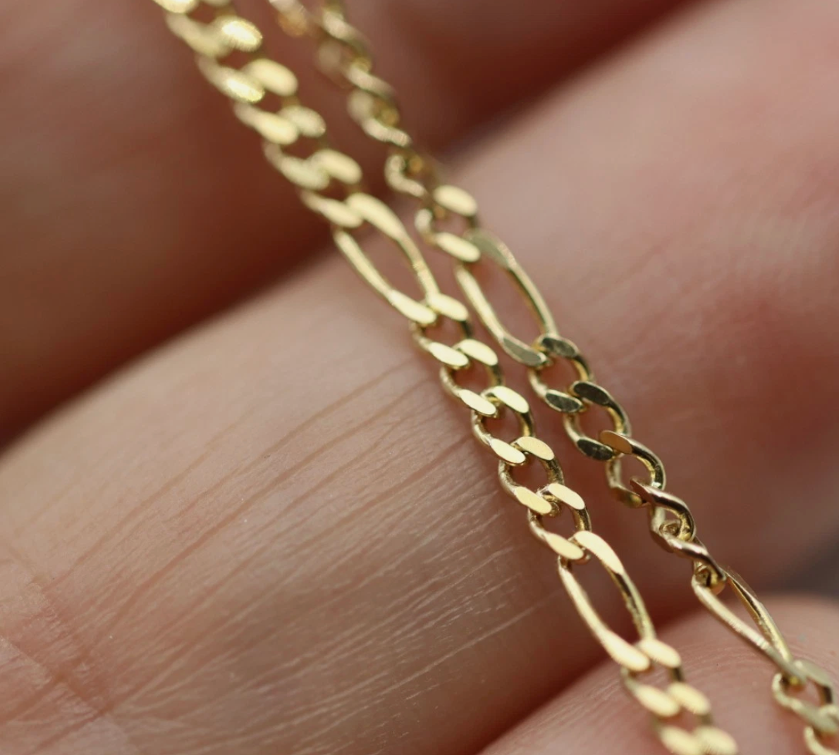 Genuine 9ct 375 Yellow Gold Figaro Chain Necklace 45cm 1.9mm 2.9g