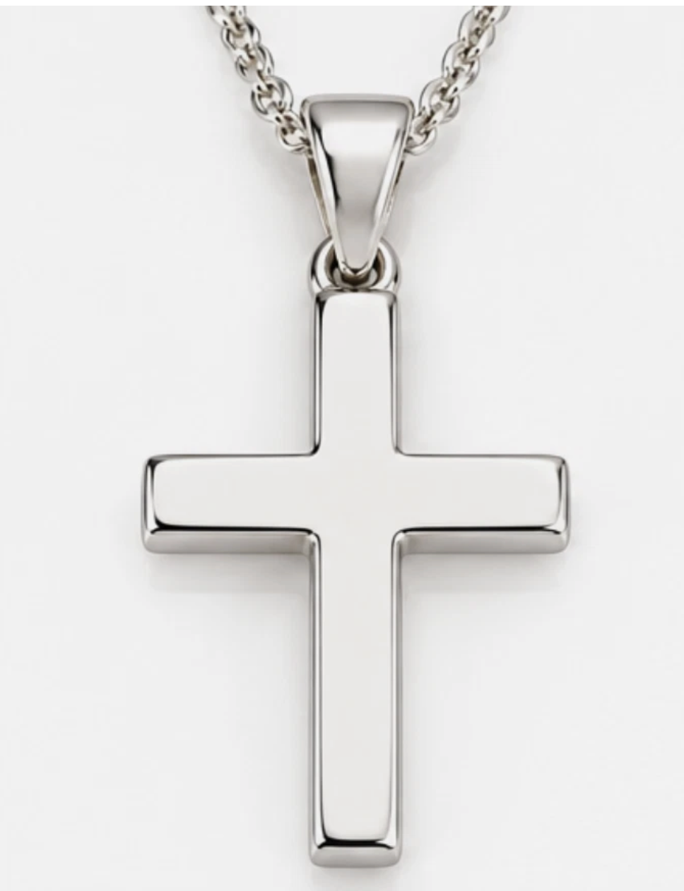 Sterling Silver 925 Plain Cross Pendant with Kerb Chain – 34mm × 21mm