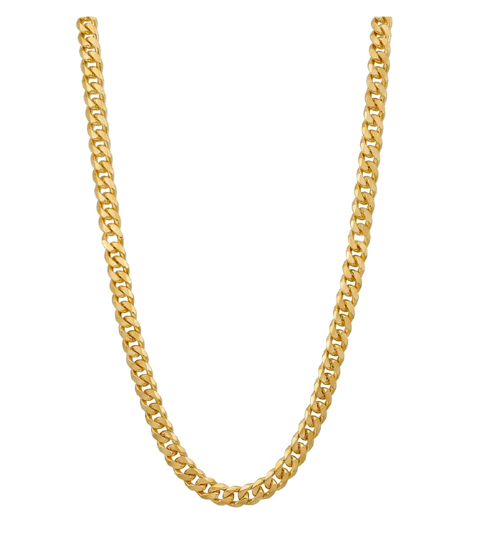 Sterling Silver 925 Yellow Gold Triple Plated 35cm Diamond Cut Curb Chain Necklace 1.8mm