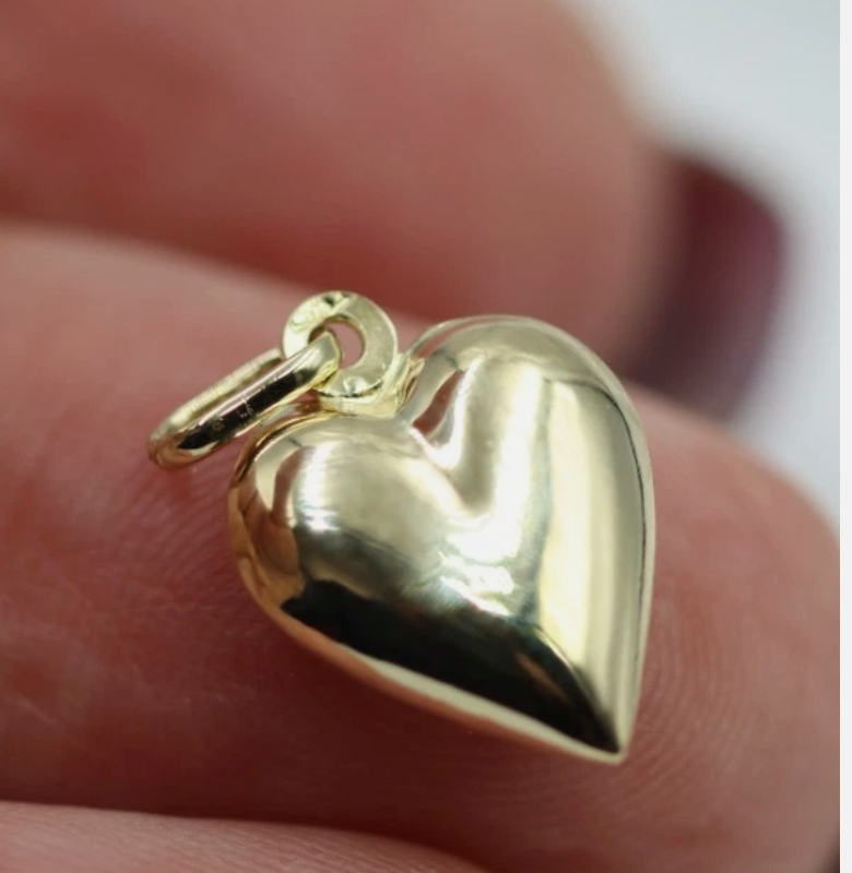 9ct Yellow Gold Small Bubble Heart Pendant Charm