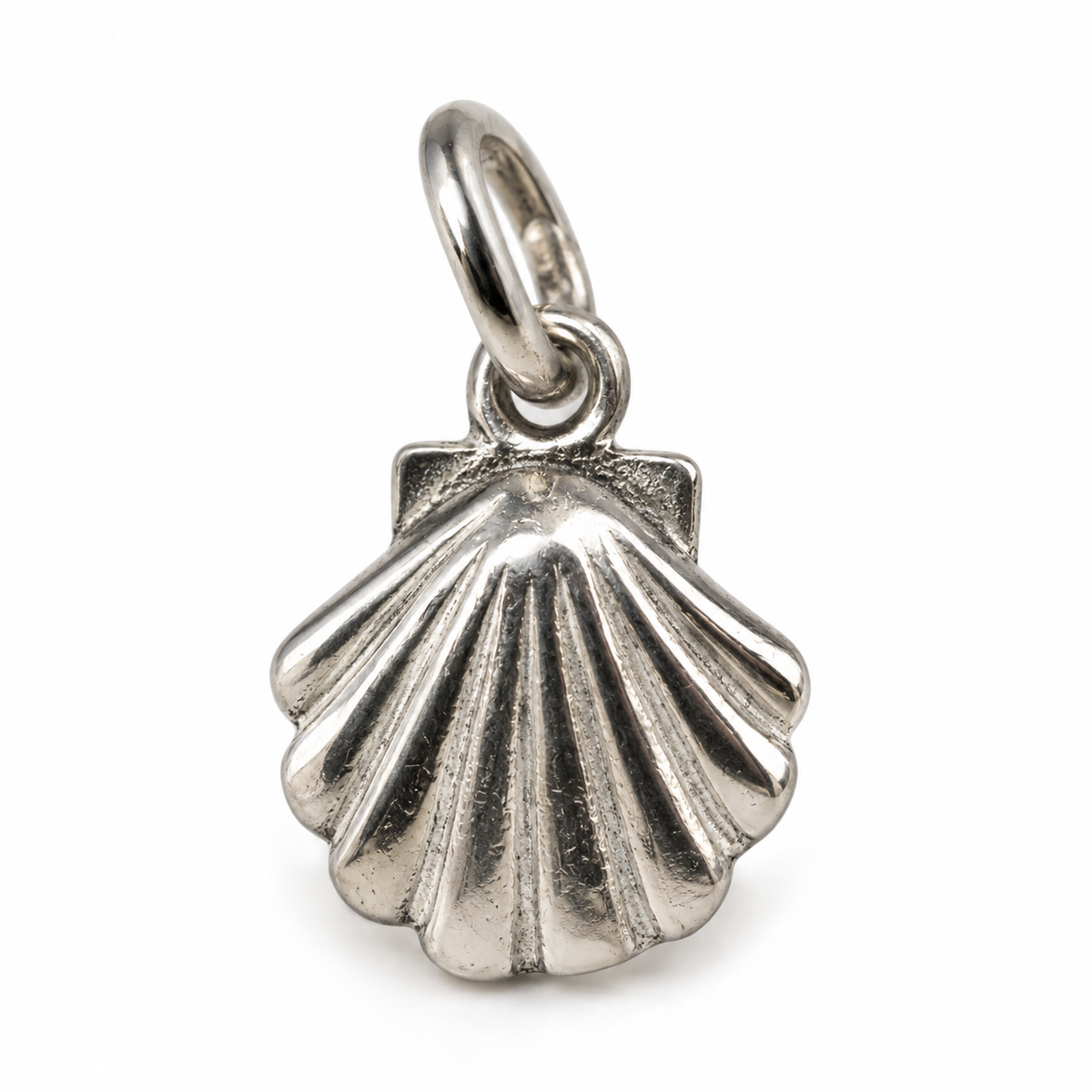 Sterling Silver 925 Small 3D Sea Scallop Shell Clam Seashell Pendant Charm