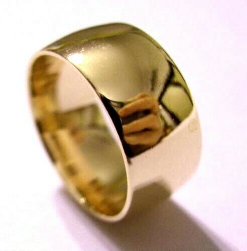 Kaedesigns Genuine SIze R 9ct 9k Yellow, Rose or White Gold Solid 10mm Wide Dome Ring Comfort