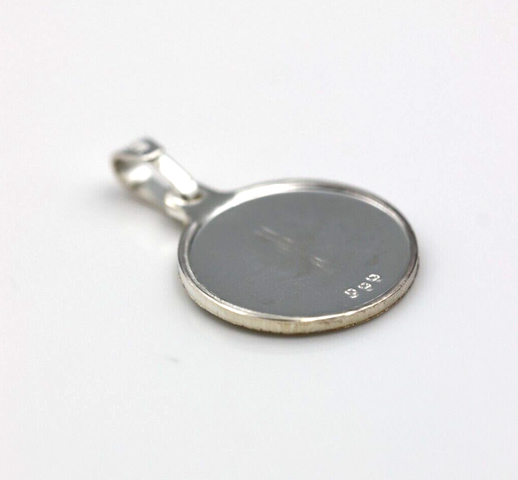 Genuine Fine Silver 999 Saint Barbara Medal Pendant Charm Religious Patron