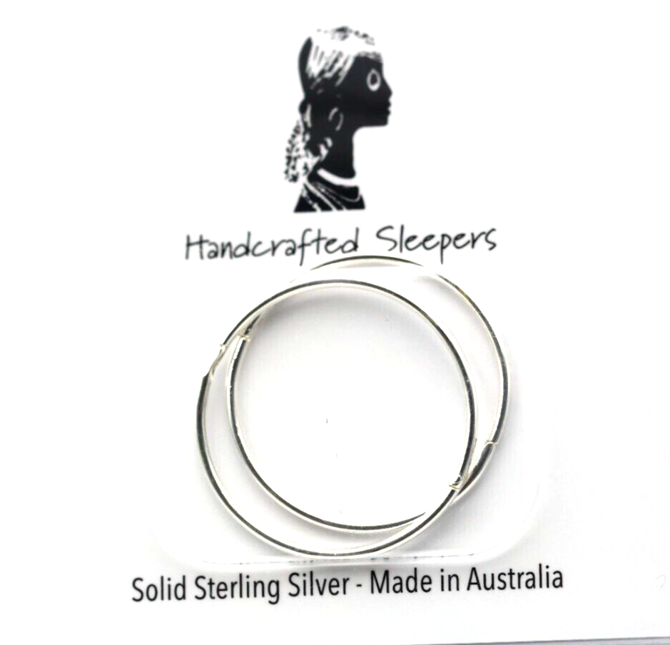 Genuine Sterling Silver 925 Sleepers Hinged Earrings Plain 22mm