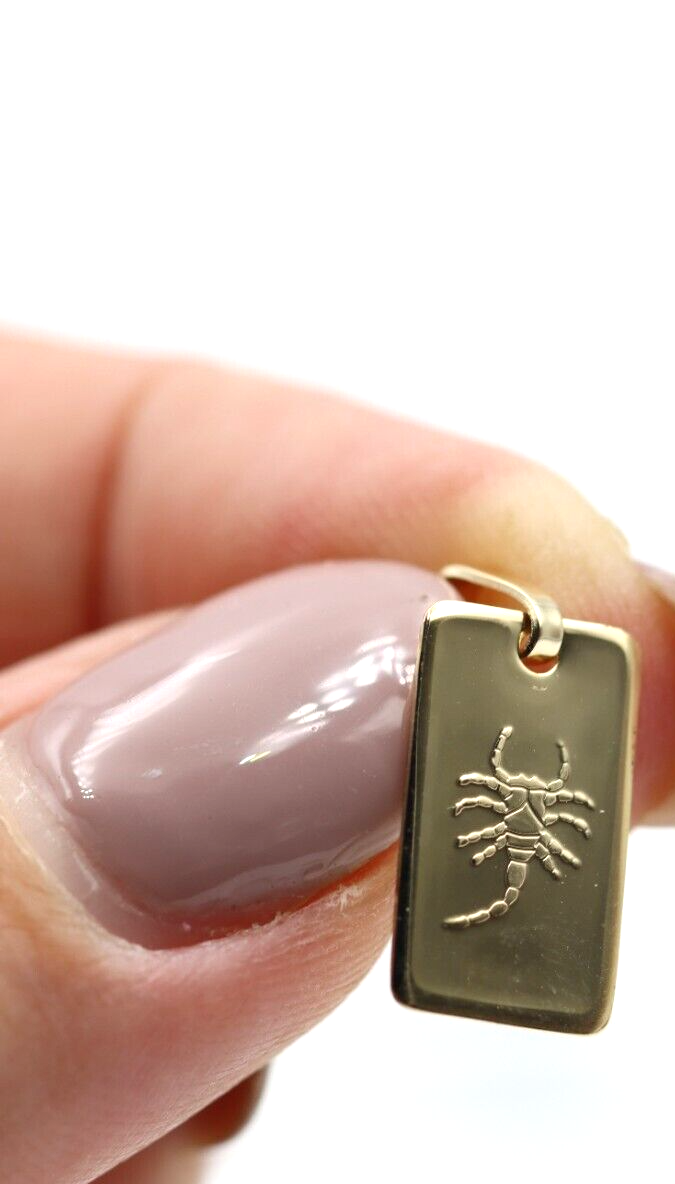 Genuine New 9ct 9k yellow gold Rectangle Zodiac Pendant - All star signs available