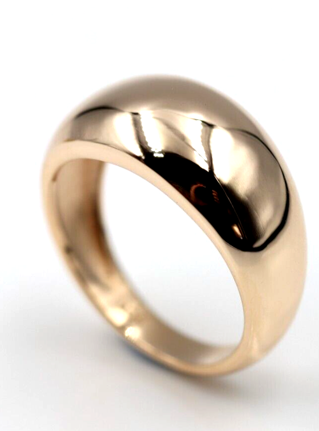 Genuine Solid 9ct Yellow, Rose or White Gold High 10mm Dome Ring Size M