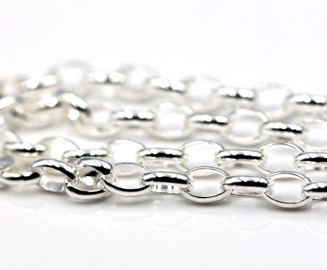 Sterling Silver 925 Heavy Oval Belcher Chain Necklace + Pendant