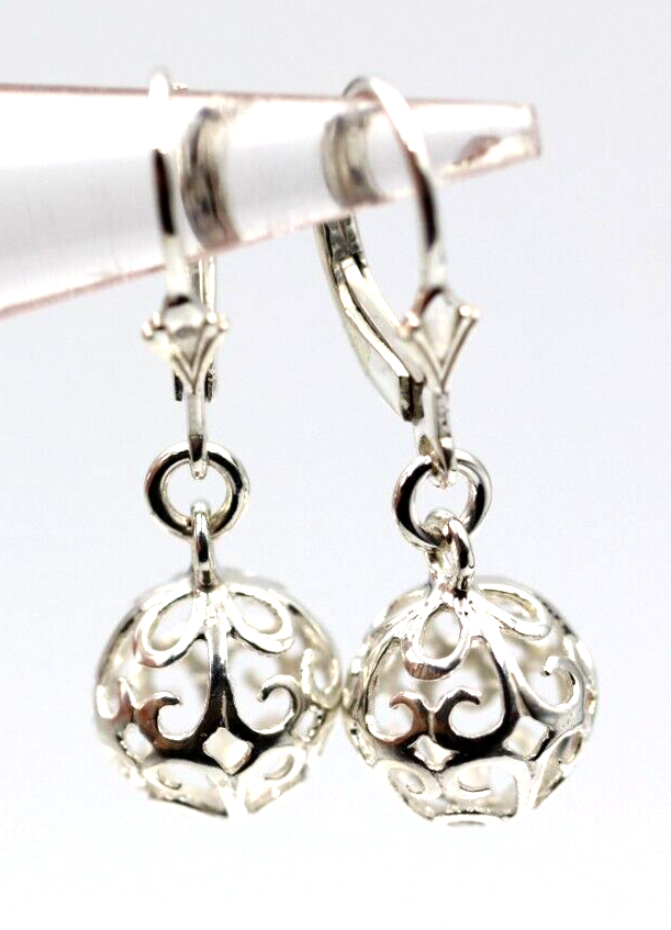 Genuine Sterling Silver 925 Ball Earrings 10mm Continental Clip Earrings