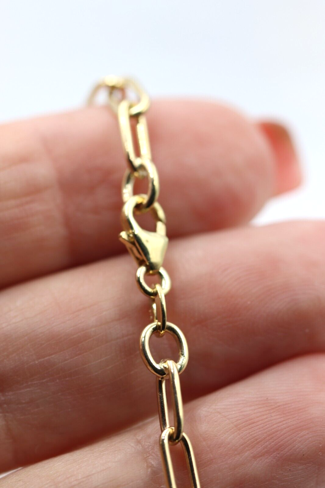 Genuine Handmade 19cm 9ct Yellow Gold Paper Clip Paperclip Bracelet