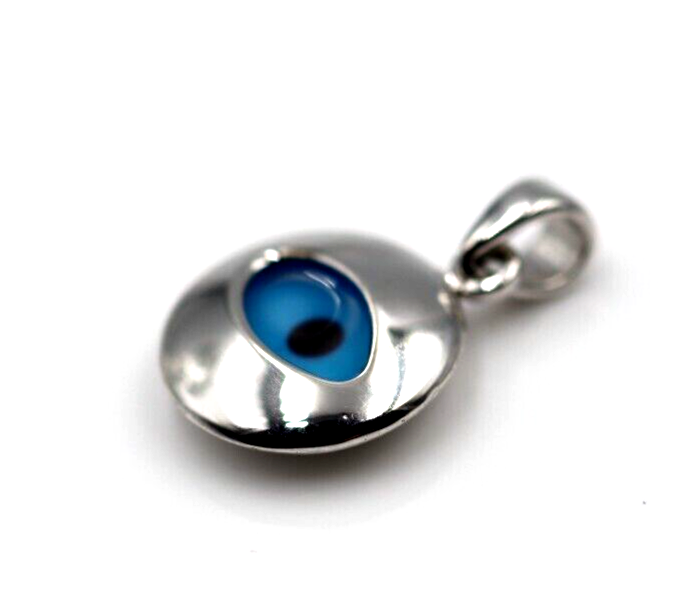Genuine Sterling Silver 925 Greek Mati Nazar Lucky Evil Eye Charm Pendant