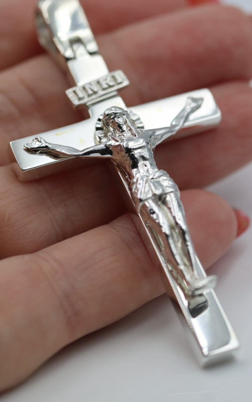Genuine Very Large Heavy Solid Sterling Silver 925 Crucifix Cross Pendant