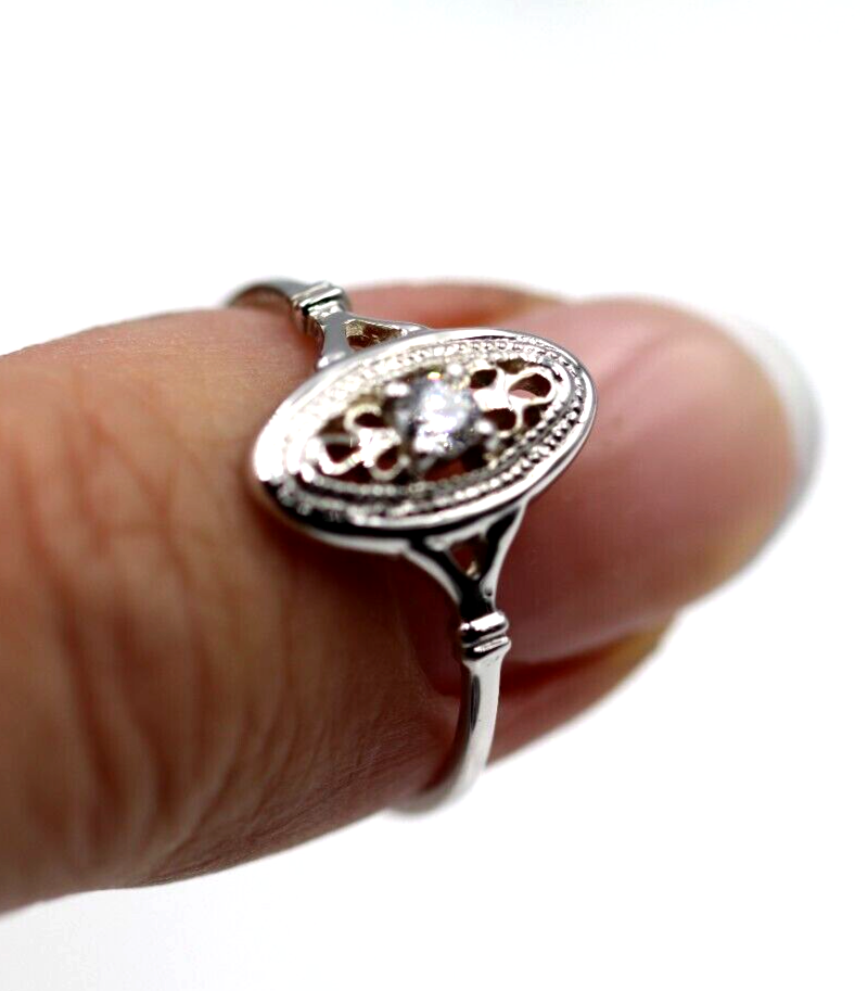 Kaedesigns Genuine 9ct 9k Yellow, Rose or White Gold Delicate White Sapphire Filigree Ring