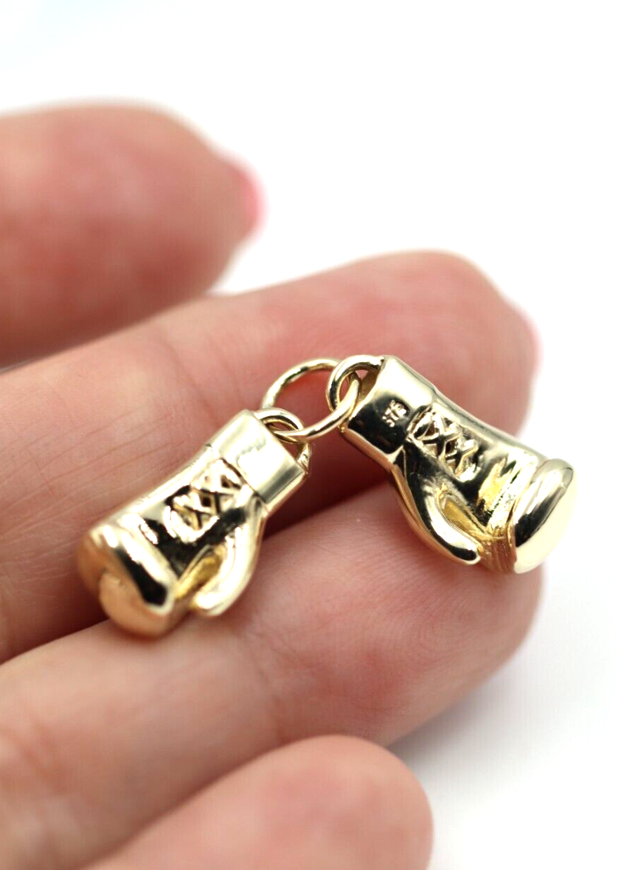 Genuine 9ct Yellow or Rose or White Gold or Silver Med-Large Boxing Glove Pendant