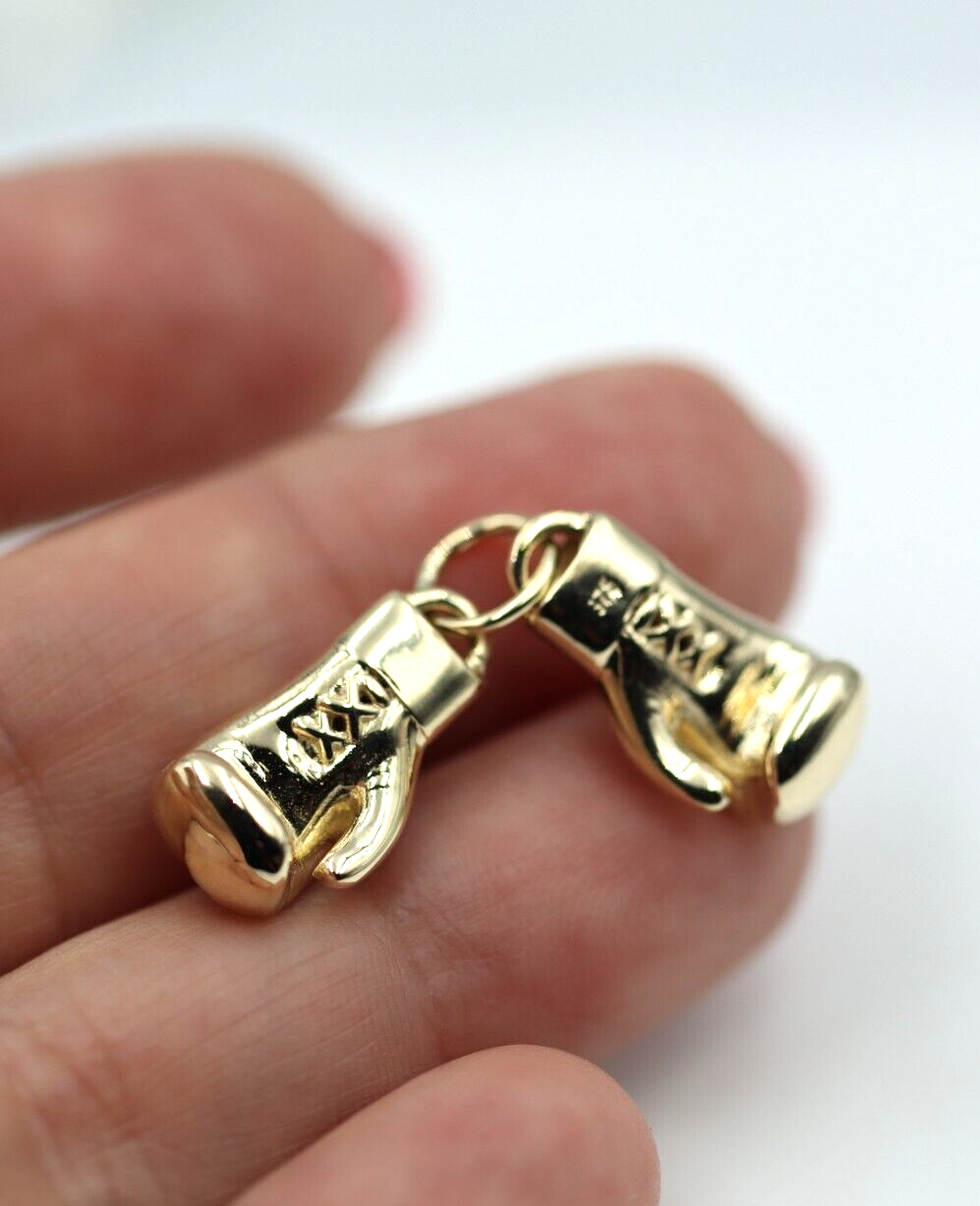Genuine 9ct Yellow or Rose or White Gold or Silver Med-Large Boxing Glove Pendant