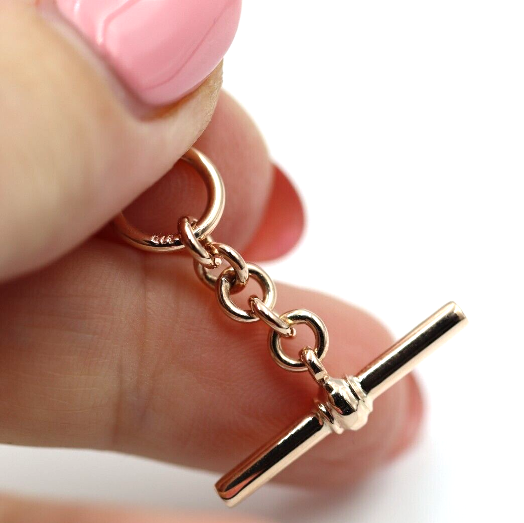 Genuine 9k 9ct Yellow, Rose or White Gold T Bar T-Bar for Albert Chain / Necklace 40mm length