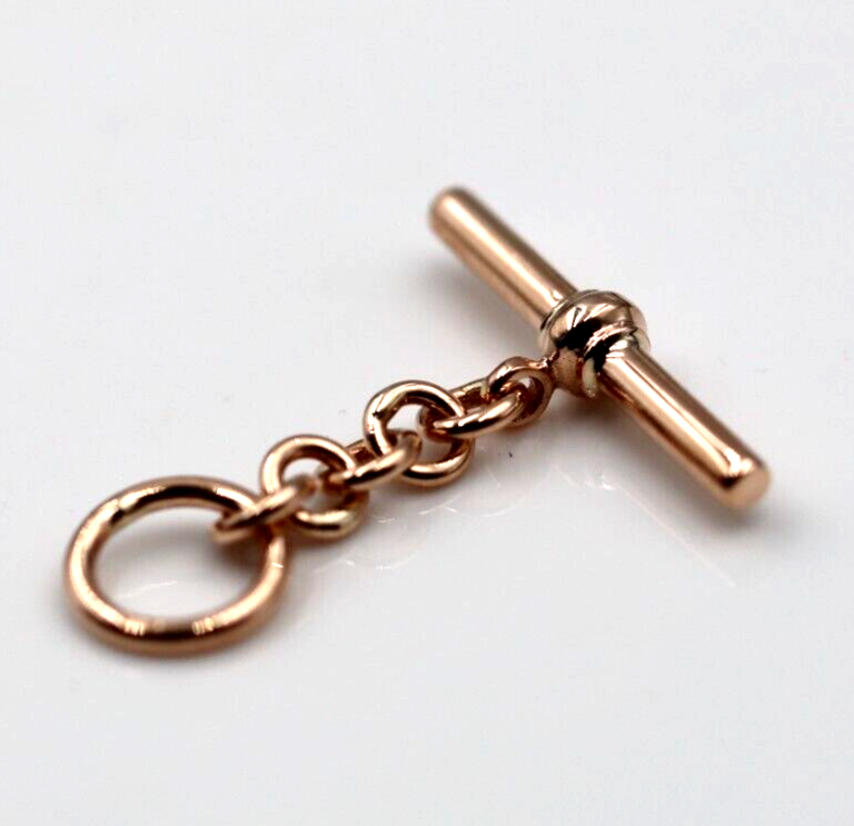 Genuine 9k 9ct Yellow, Rose or White Gold T Bar T-Bar for Albert Chain / Necklace 40mm length