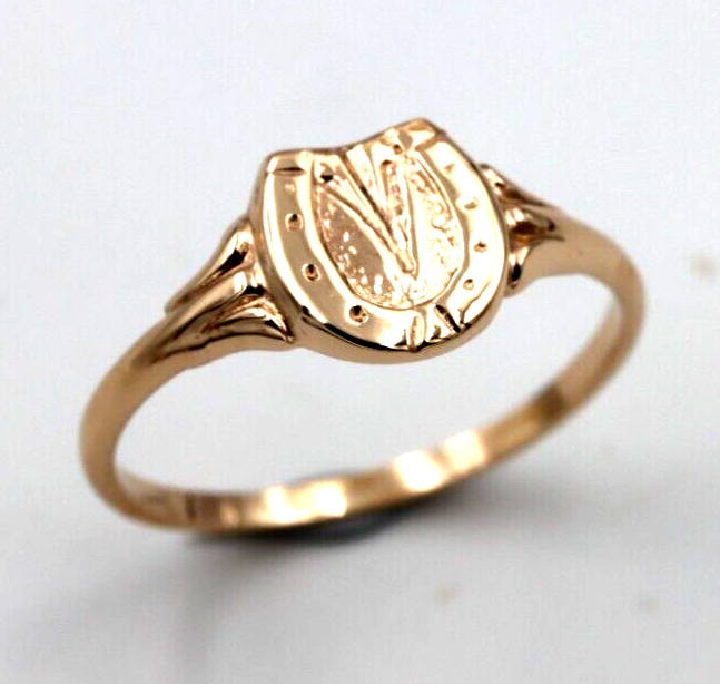 Genuine Solid 9ct 9kt Rose Gold 375 Childs Lucky Horseshoe Ring - Choose your size