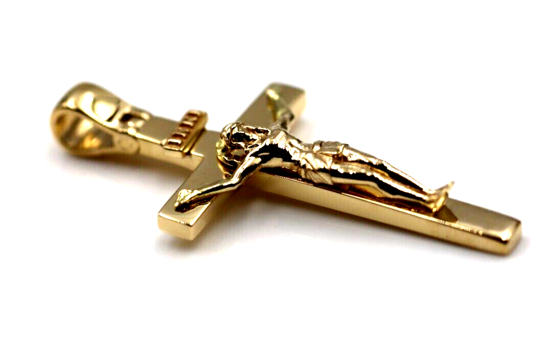 Genuine 18ct 750 Yellow, Rose or White Gold Solid Heavy Crucifix Cross Pendant 14grams