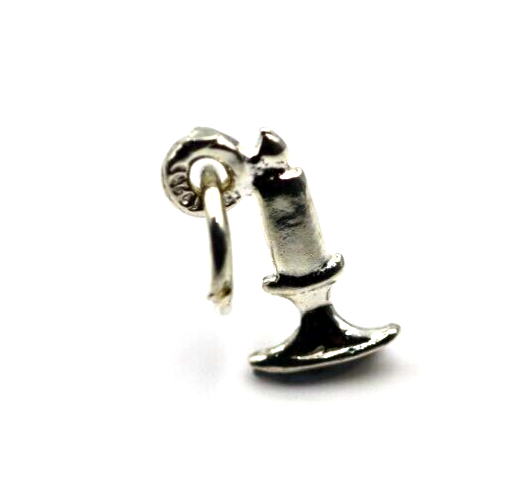 Genuine Sterling Silver 925 Candle Tiny Small Pendant / Charm