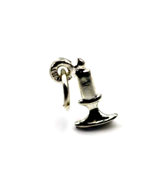 Genuine Sterling Silver 925 Candle Tiny Small Pendant / Charm