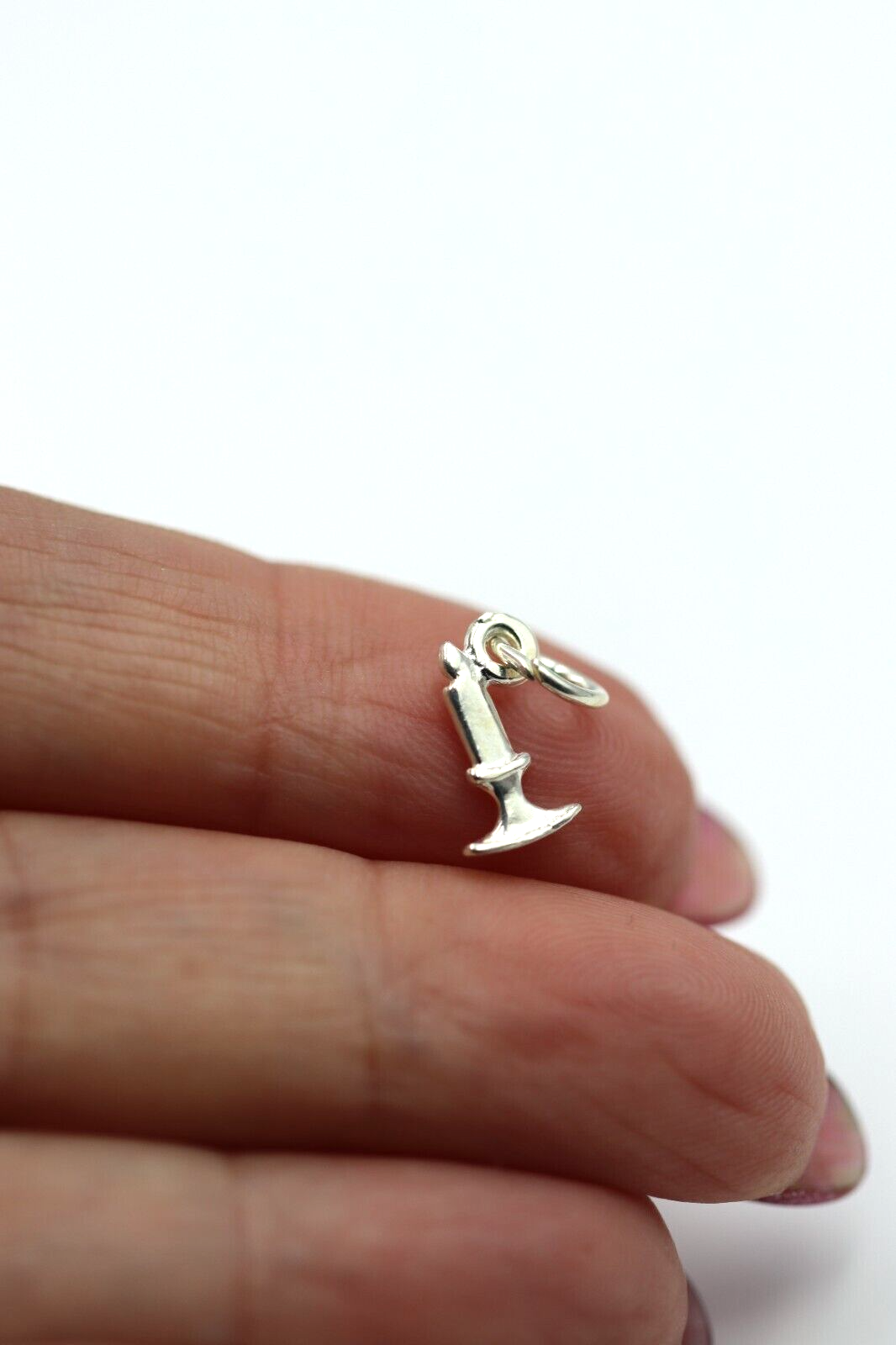 Genuine Sterling Silver 925 Candle Tiny Small Pendant / Charm