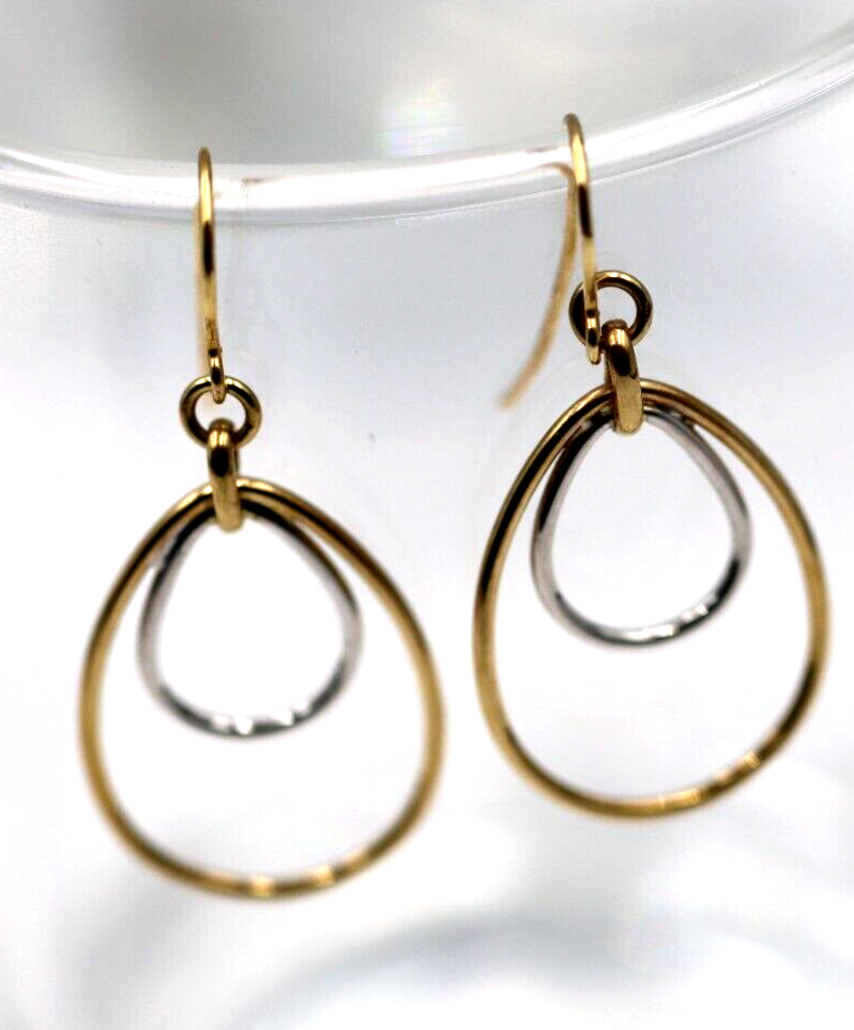 Kaedesigns 9ct 9k Yellow & White Gold Oval Hook Earrings Wires