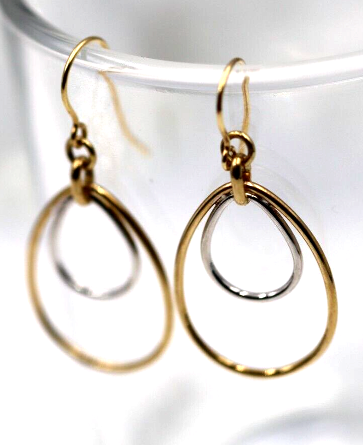 Kaedesigns 9ct 9k Yellow & White Gold Oval Hook Earrings Wires