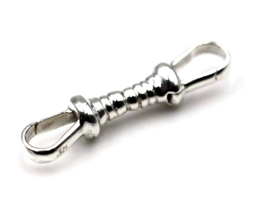 Genuine Sterling Silver 925 Double Dog Clip Albert Swivel Clasp Doesn't Rotate