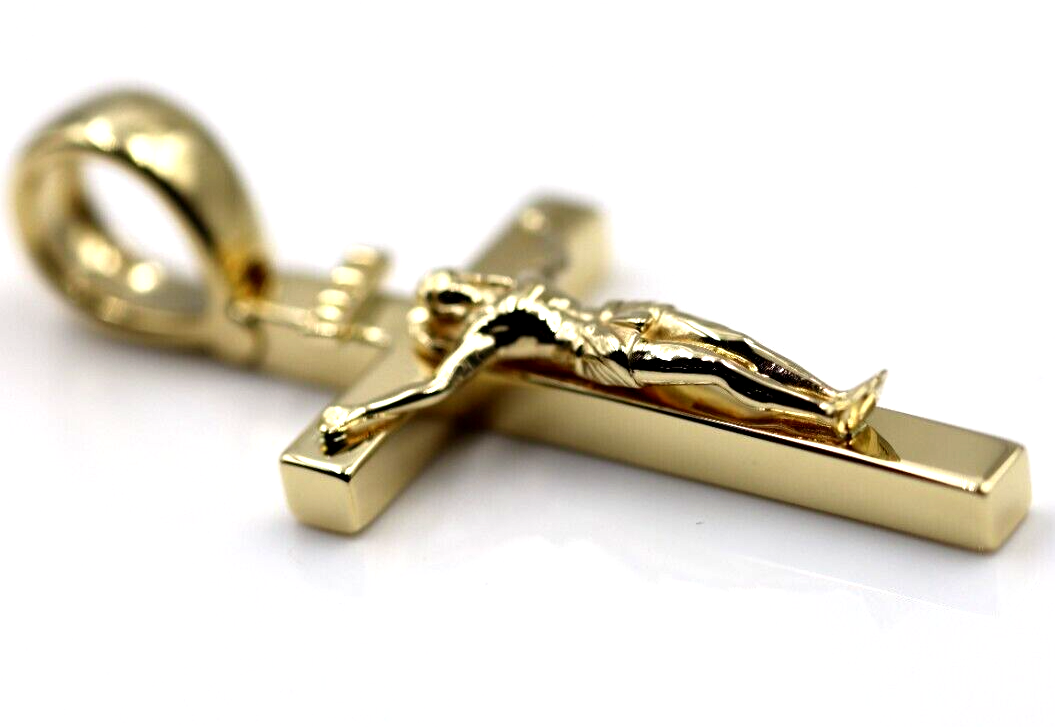 Genuine 18ct Yellow Gold Full Solid Heavy Crucifix Cross Pendant (larger bale)