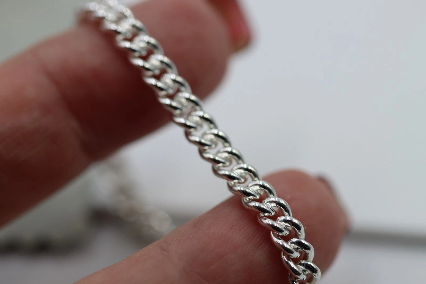 Genuine New Sterling Silver 925 4.3mm Curb Kerb Curb 19cm Bracelet