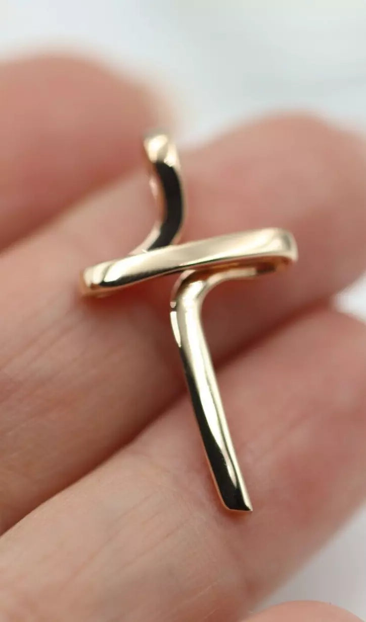 Kaedesigns Small / Medium Modern 9ct 375 Yellow, Rose or White Gold Cross Crucifix Pendant