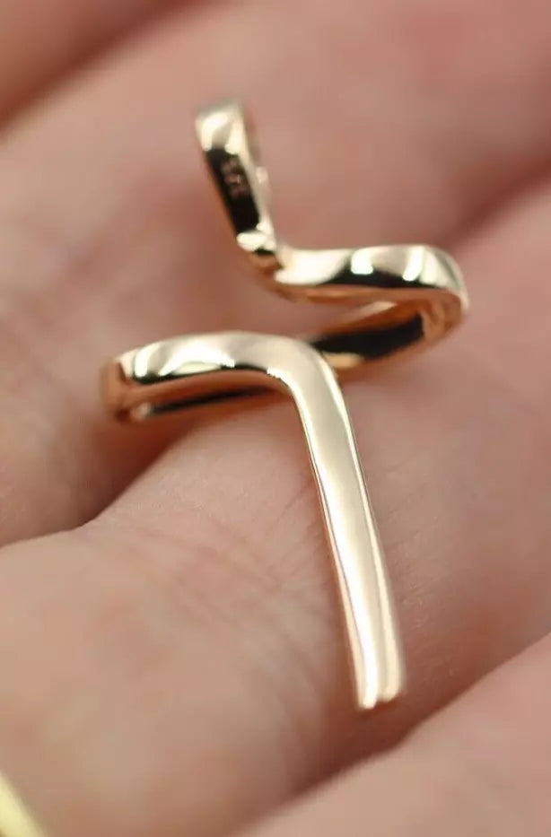 Kaedesigns Small / Medium Modern 9ct 375 Yellow, Rose or White Gold Cross Crucifix Pendant