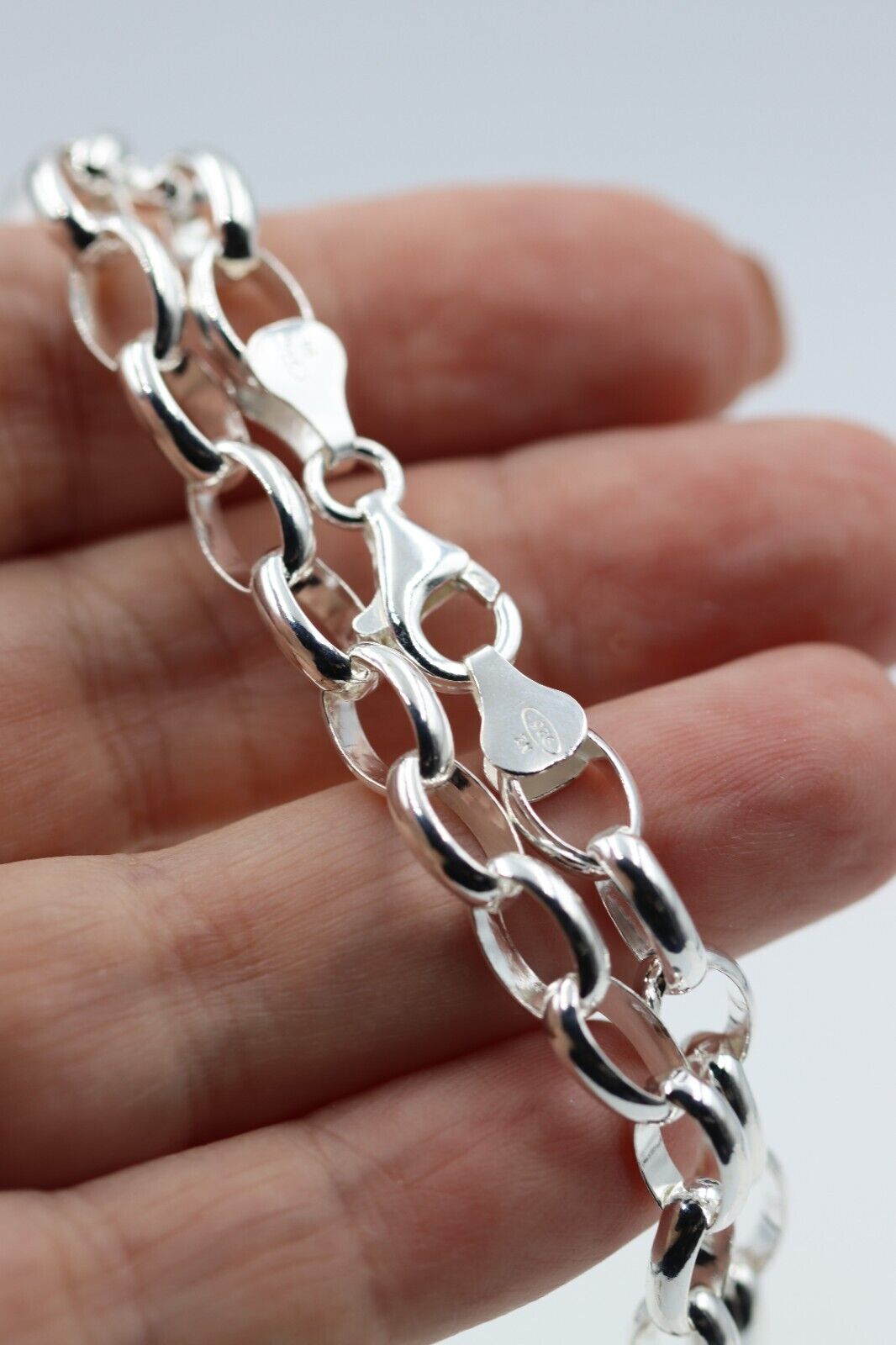 Sterling Silver 925 Heavy Oval Belcher Chain Necklace + Pendant