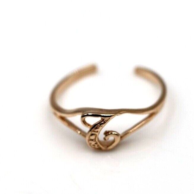 Genuine Solid 9ct 9k Yellow Or Rose Or White Gold 375 Initial Toe Ring T